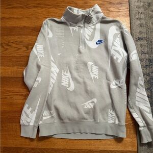 Nike Light Gray Men's Zip-Up Sweater